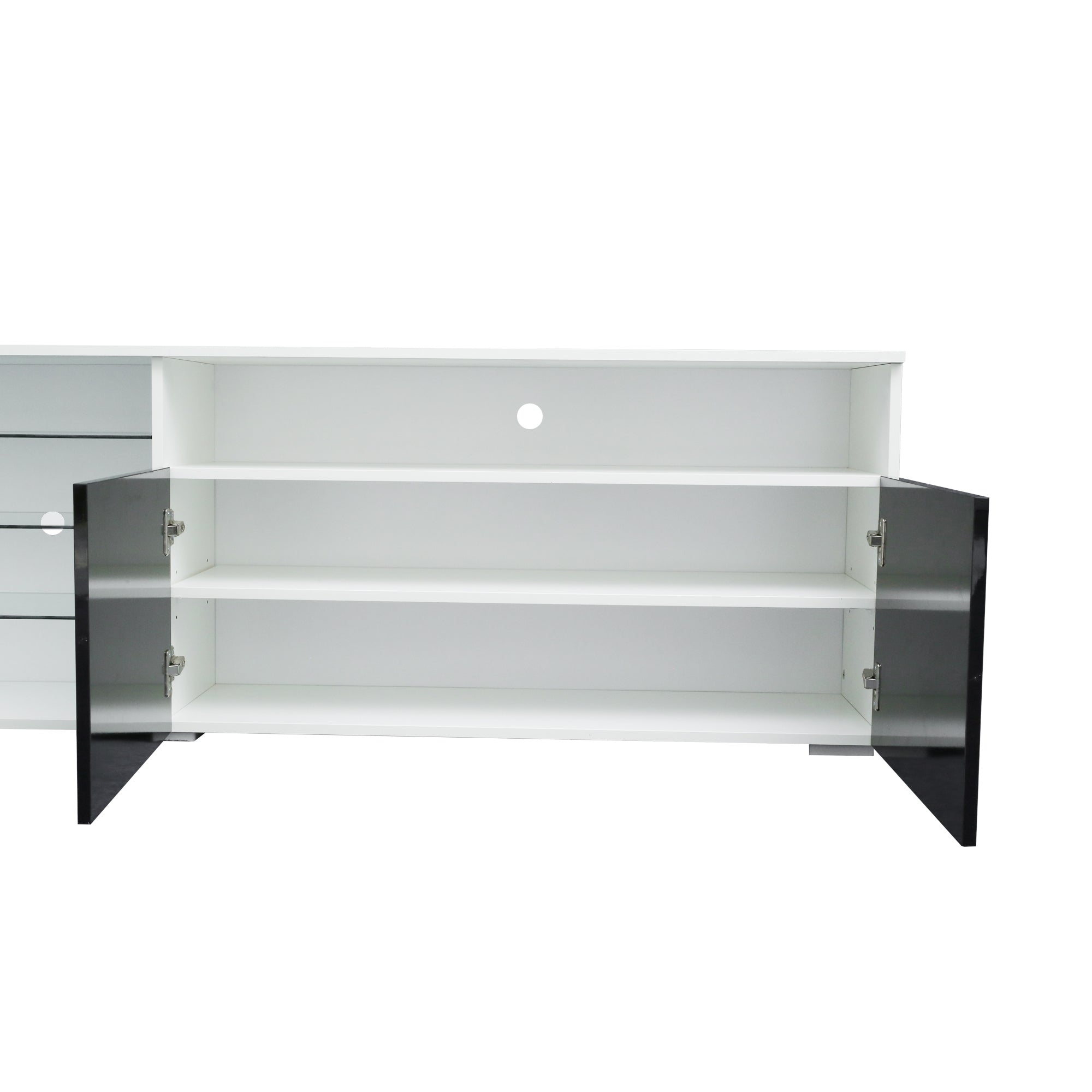 TV Stand High Gloss Doors Modern TV Stand LED(White/Black) - Atlantic Fine Furniture Inc