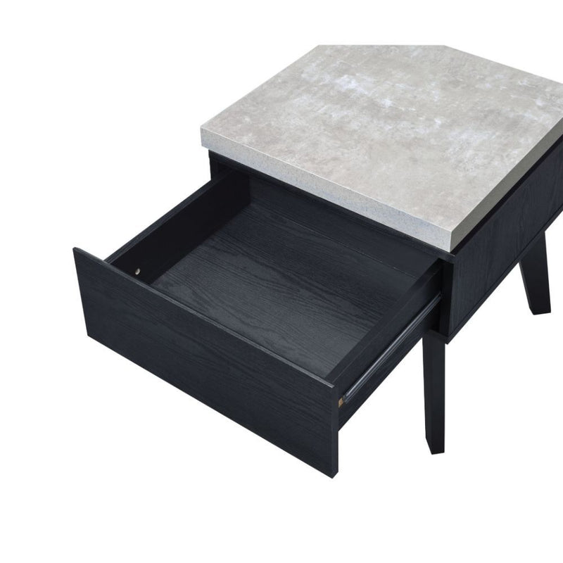 Magna - End Table - Faux Concrete & Black