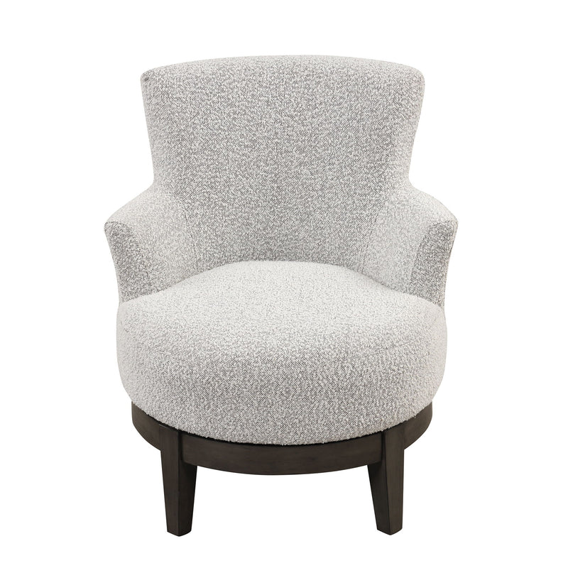 360 Degree Swivel Chair Wingback Accent Chair Elegant Upholstered Seating Durable Rubberwood Legs For Any Space, Light Gray