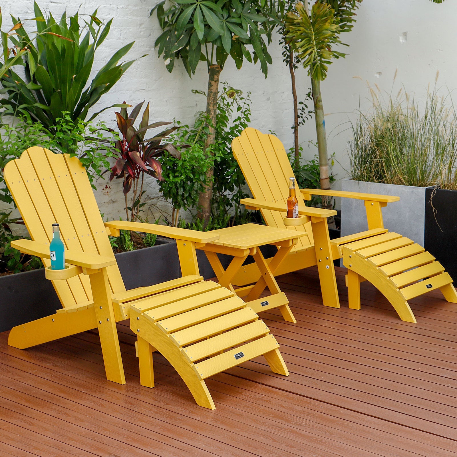 TALE Adirondack Ottoman Footstool All-Weather and Fade-Resistant Plastic Wood for Lawn Outdoor Patio Deck Garden Porch Lawn Furniture Yellow - Atlantic Fine Furniture Inc