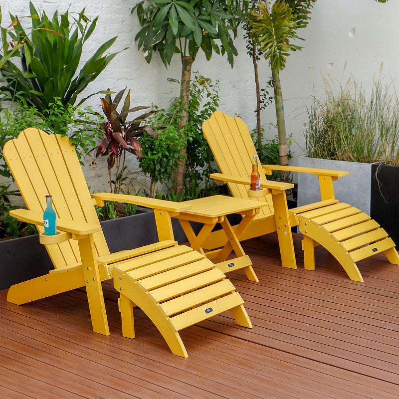TALE Adirondack Ottoman Footstool All-Weather and Fade-Resistant Plastic Wood for Lawn Outdoor Patio Deck Garden Porch Lawn Furniture Yellow - Atlantic Fine Furniture Inc