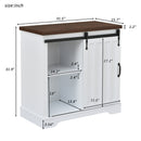 Bathroom Storage Cabinet, Freestanding Accent Cabinet, Sliding Barn Door, Thick Top, Adjustable Shelf, White and Brown - Atlantic Fine Furniture Inc