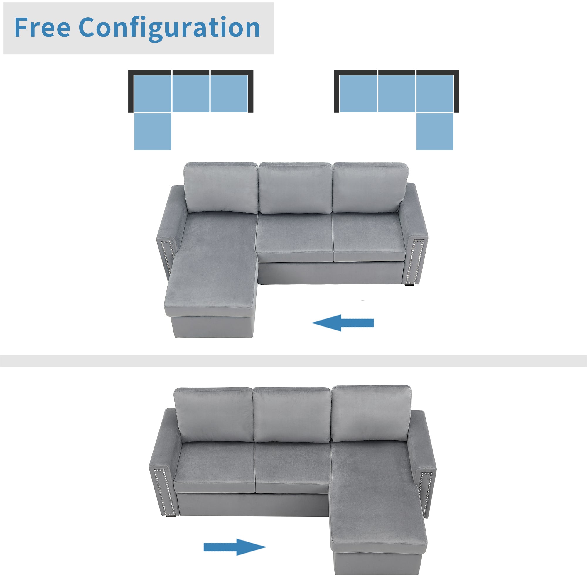 Orisfur. 83" Pull Out Sleeper Sofa Reversible L-Shape 3 Seat Sectional Couch with Storage Chaise for Living Room Furniture Set (Old SKU: SG000408AAA) - Atlantic Fine Furniture Inc