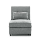 Folding Ottoman Sleeper Sofa Bed, 4 in 1 Function, Work as Ottoman, Chair ,Sofa Bed and Chaise Lounge for Small Space Living, Grey  (44” x 26” x 33”H) - Atlantic Fine Furniture Inc