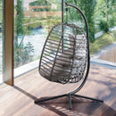 Rattan Weather Resistant Foldable Hanging Hammock Egg Chair with Stand for Patio - Atlantic Fine Furniture Inc