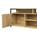 TV Stand ,Modern Wood Universal Media Console with Metal Legs, Home Living Room Furniture Entertainment Center,oak - Atlantic Fine Furniture Inc