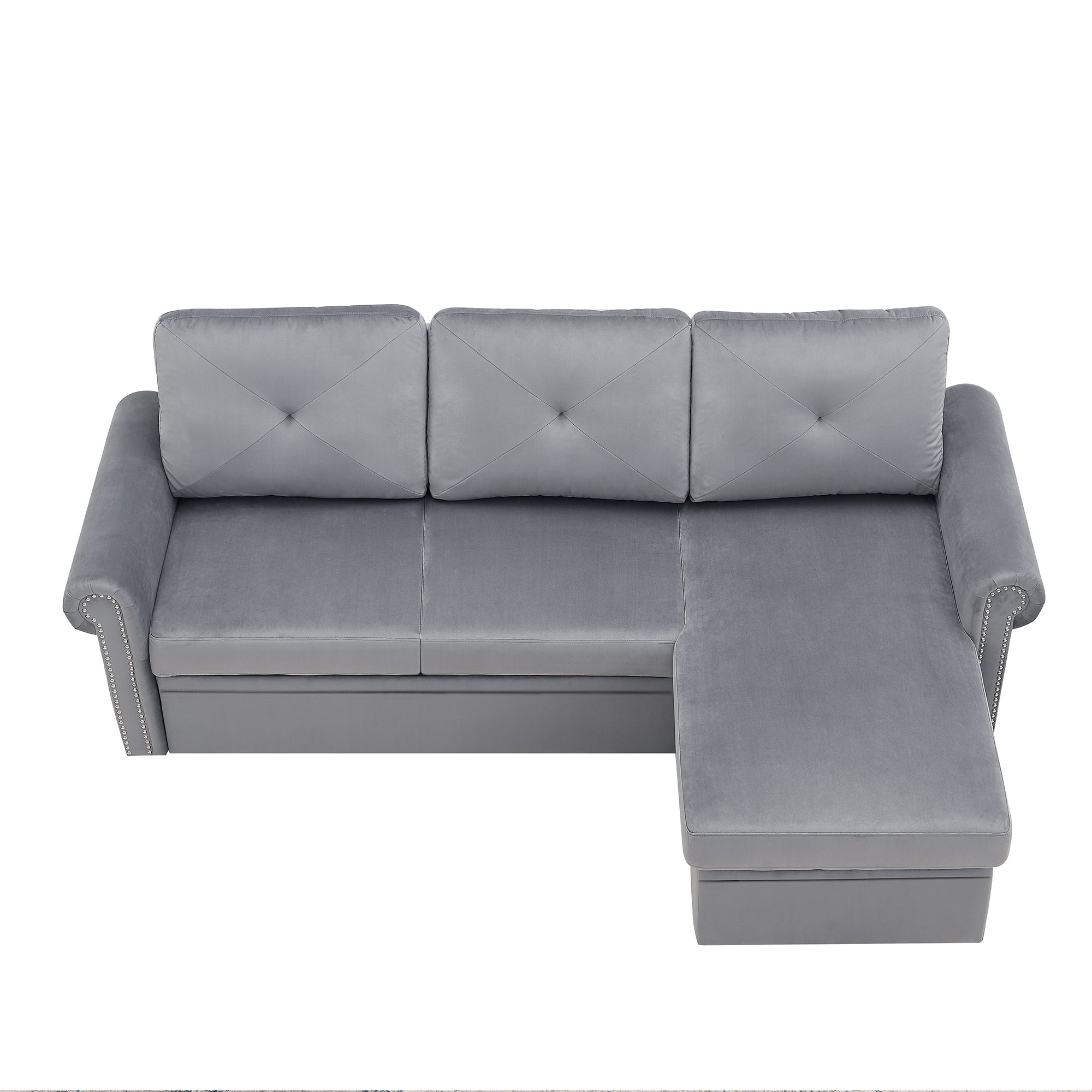 Orisfur. 83" Sleeper Sofa Bed Convertible Sectional Couch, 3-Seater L-Shape Corner Couch with Storage Chaise for Living Room Apartment - Atlantic Fine Furniture Inc