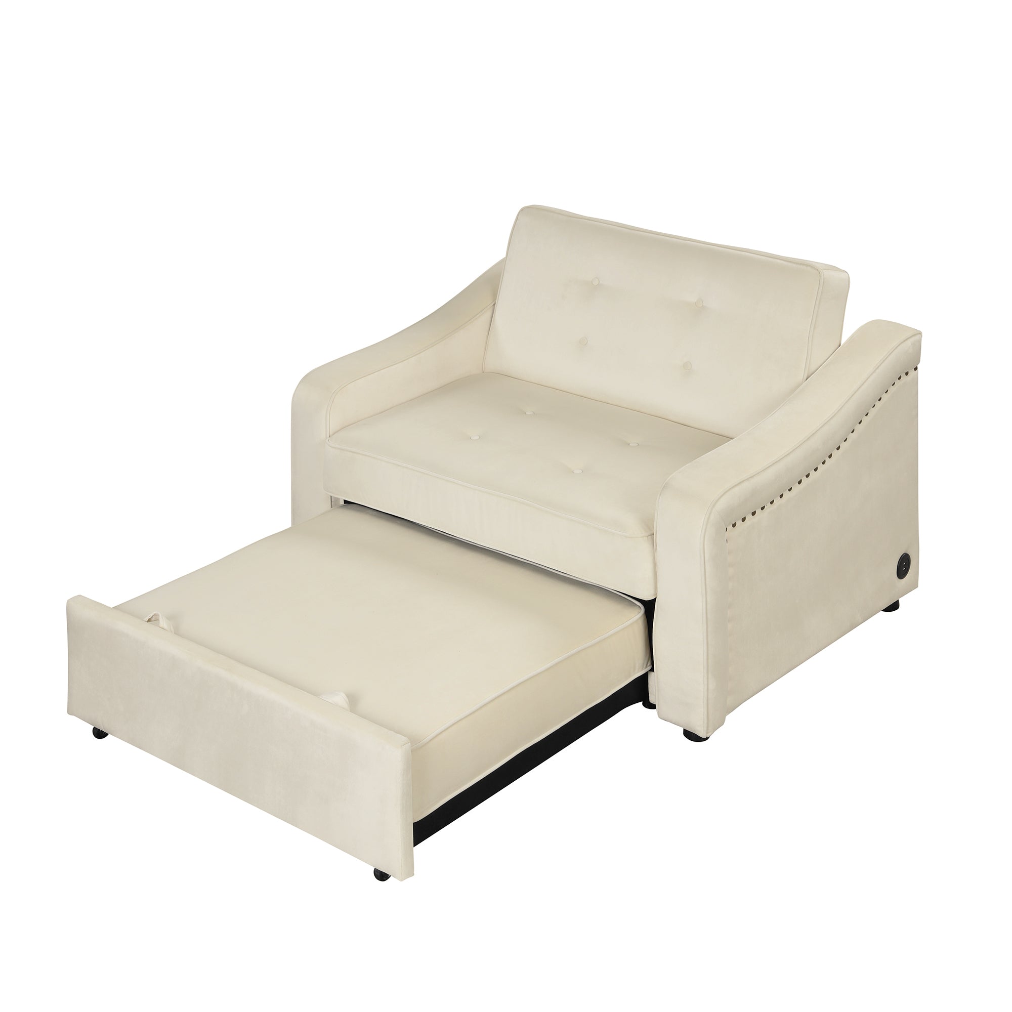 Orisfur. 50.6" Convertible Sleeper Bed, Adjustable Sofa Couch with Dual USB Ports for Living Room Space（Cream White） - Atlantic Fine Furniture Inc