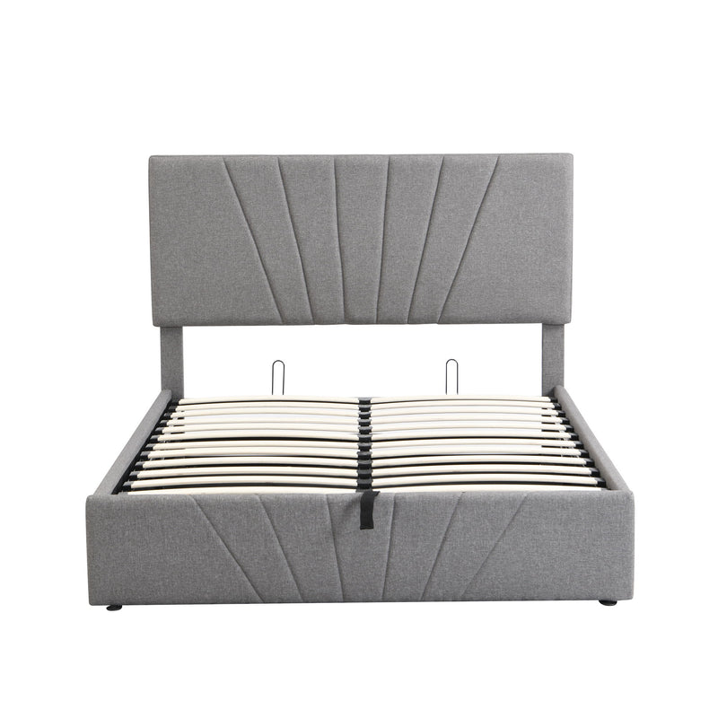 Full Size Upholstered Platform Bed With A Hydraulic Storage System Gray