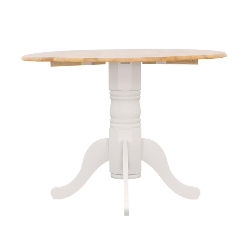 Allison - Drop Leaf Round Dining Table - Natural Brown And White