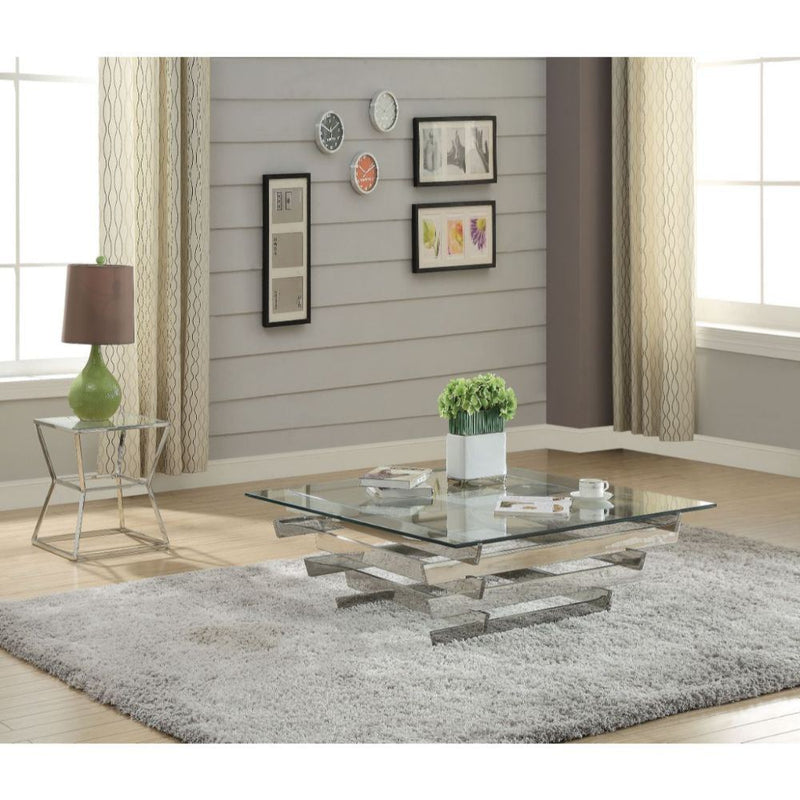 Salonius - Coffee Table - Stainless Steel & Clear Glass - Atlantic Fine Furniture Inc