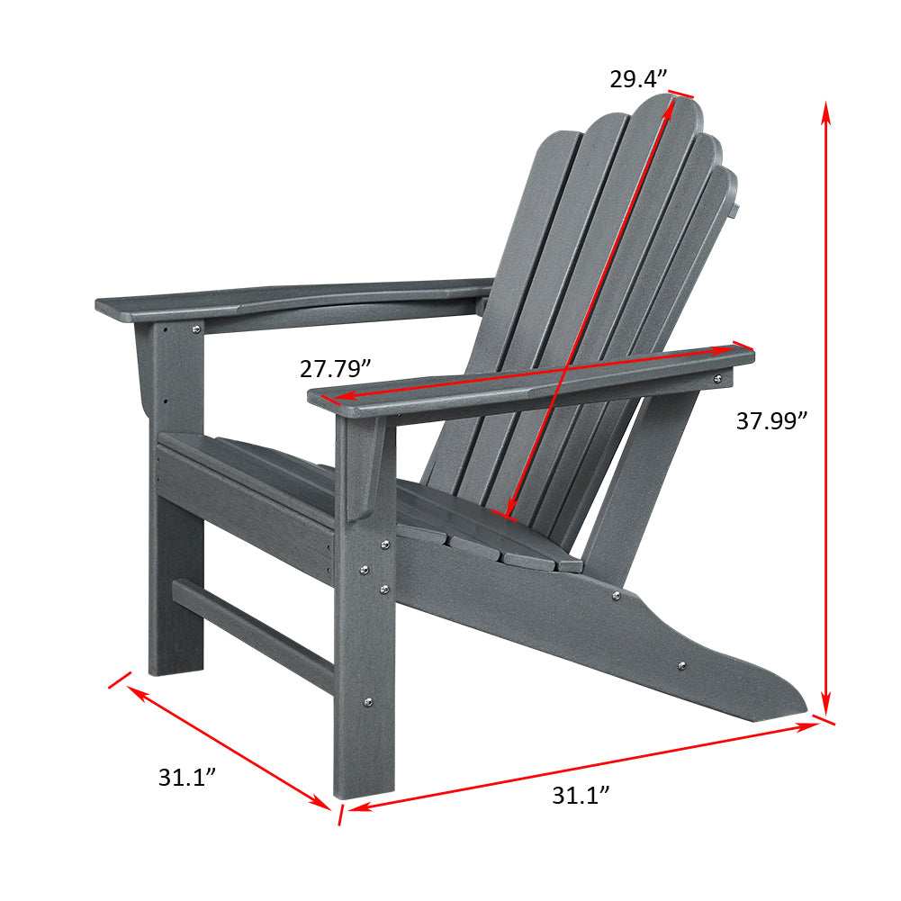 Classic Outdoor Adirondack Chair for Garden Porch Patio Deck Backyard, Weather Resistant Accent Furniture, Slate Grey - Atlantic Fine Furniture Inc