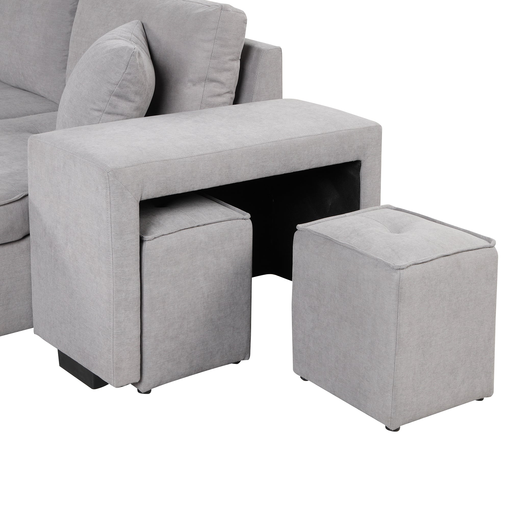 Orisfur. 104" Pull Out Sleeper Sofa Reversible L-Shape 3 Seat Sectional Couch with Storage Chaise and 2 Stools for Living Room Furniture Set - Atlantic Fine Furniture Inc