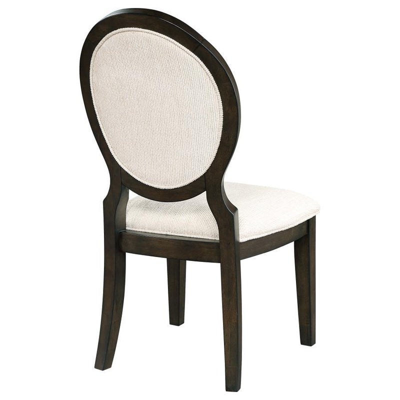 Twyla - Upholstered Oval Back Dining Side Chairs (Set of 2) - Cream And Dark Cocoa