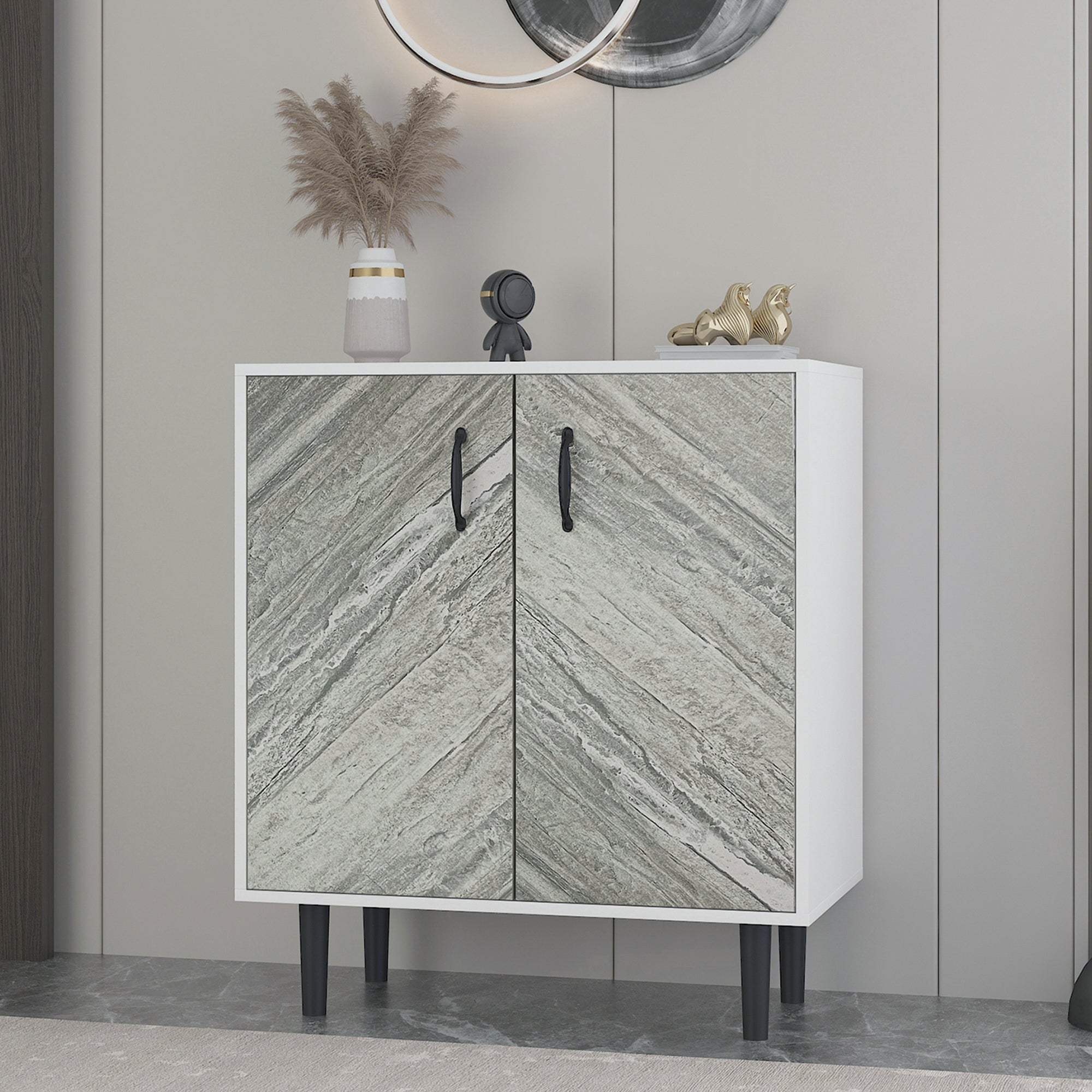 Buffet Cabinet with 2 Doors Modern, Freestanding Sideboard Storage Cabinet Entryway Floor Cabinet for Living Room Office Bedroom - Atlantic Fine Furniture Inc