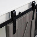 The television cabinet with an electronic fireplace，with Farmhouse Sliding Barn Door ,for TV up to +65 Inch Flat Screen Media Console Table Storage Cabinet Wood Entertainment Center Sturdy - Atlantic Fine Furniture Inc