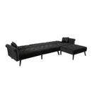 Convertible Sofa bed sleeper Navy Black velvet (same as W223S00869、W223S00706、W223S00457。Size difference, See Details in page.) - Atlantic Fine Furniture Inc