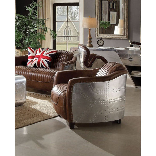 Brancaster - Chair - Retro Brown Top Grain Leather & Aluminum - Atlantic Fine Furniture Inc