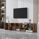Double L-Shaped TV Stand，Display Shelf ，Bookcase for Home Furniture,Walnut - Atlantic Fine Furniture Inc
