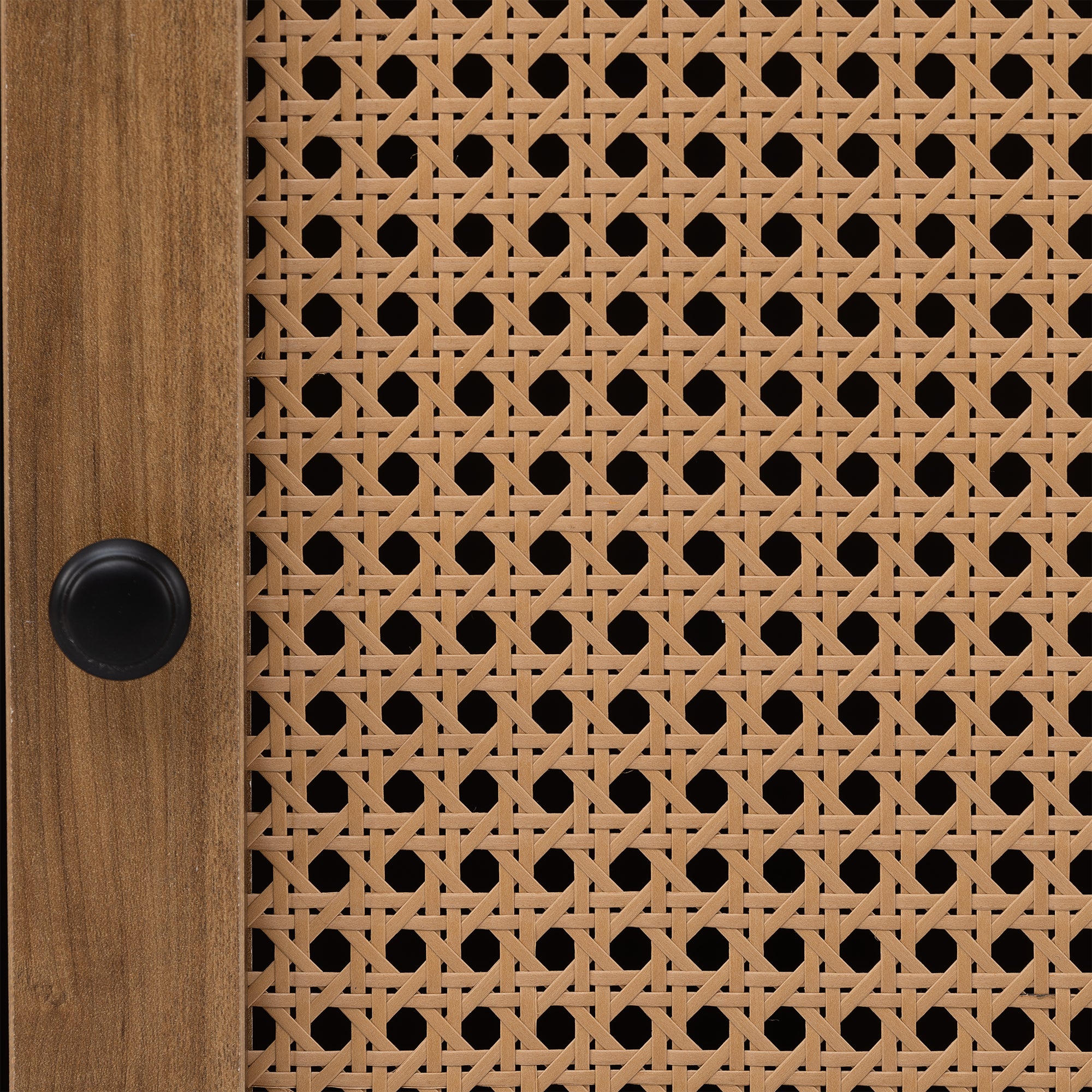 bedside cupboard,Bedside table, drawer cabinet, single door side cabinet, rattan cabinet door, yellow - Atlantic Fine Furniture Inc