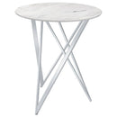 Bexter - Round Faux Marble Bistro Bar Table - Chrome - Atlantic Fine Furniture Inc