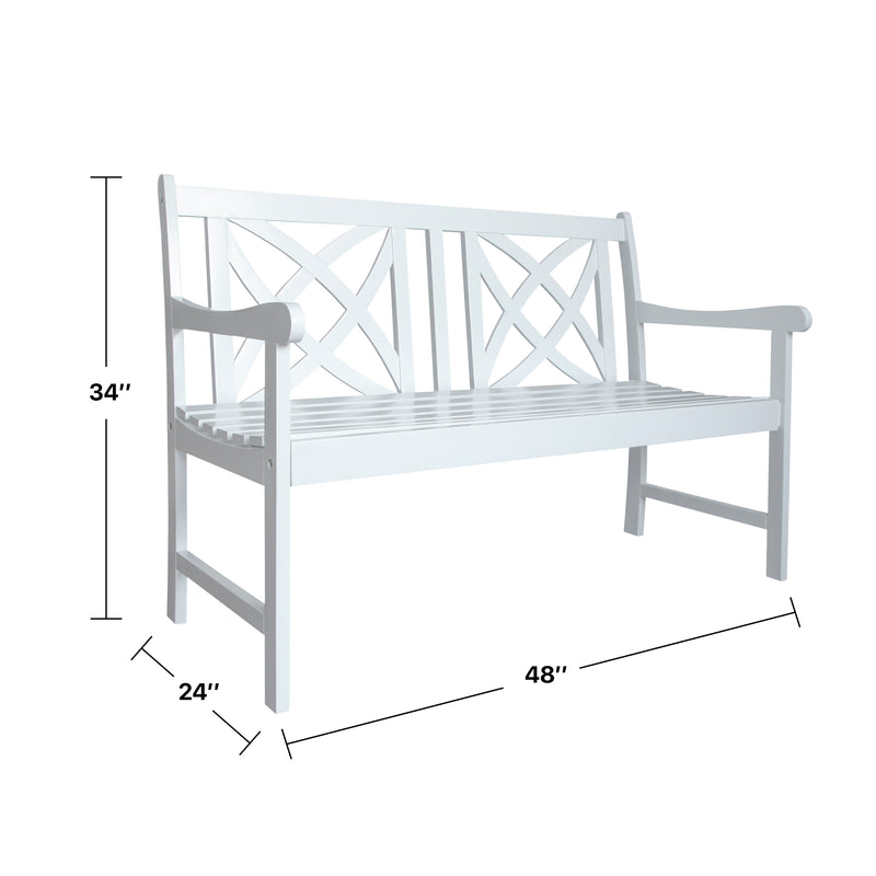 Bradley Outdoor Patio 4-foot Wood Garden Bench in White - Atlantic Fine Furniture Inc