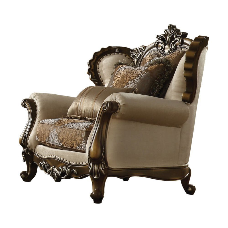 Latisha - Chair - Tan, Pattern Fabric & Antique Oak