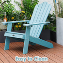 TALE Adirondack Chair Backyard Furniture Painted Seating with Cup Holder All-Weather and Fade-Resistant Plastic Wood for Lawn Outdoor Patio Deck Garden Porch Lawn Furniture Chairs Blue - Atlantic Fine Furniture Inc