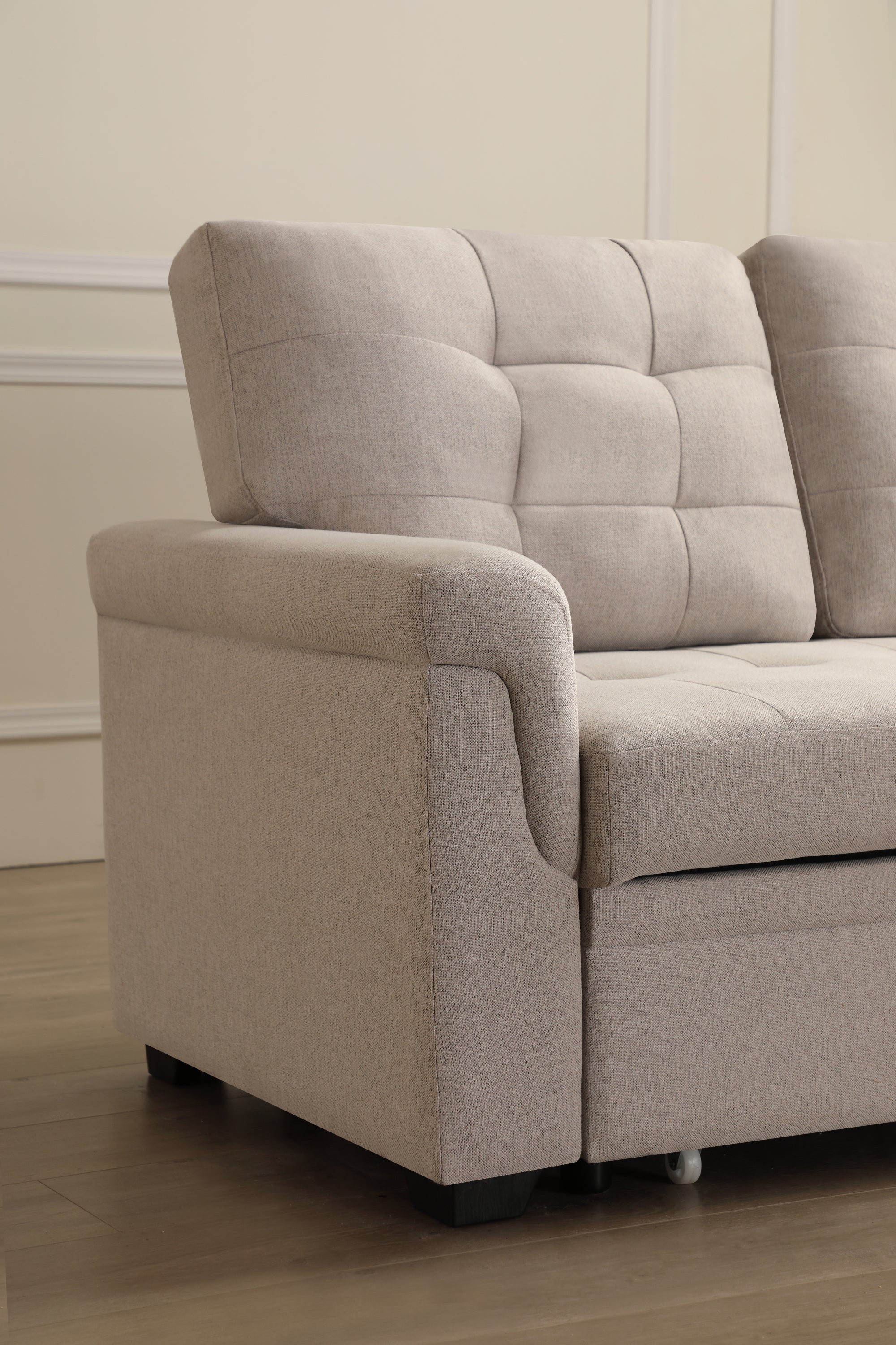 Upholstery Sleeper Sectional Sofa Beige - Atlantic Fine Furniture Inc