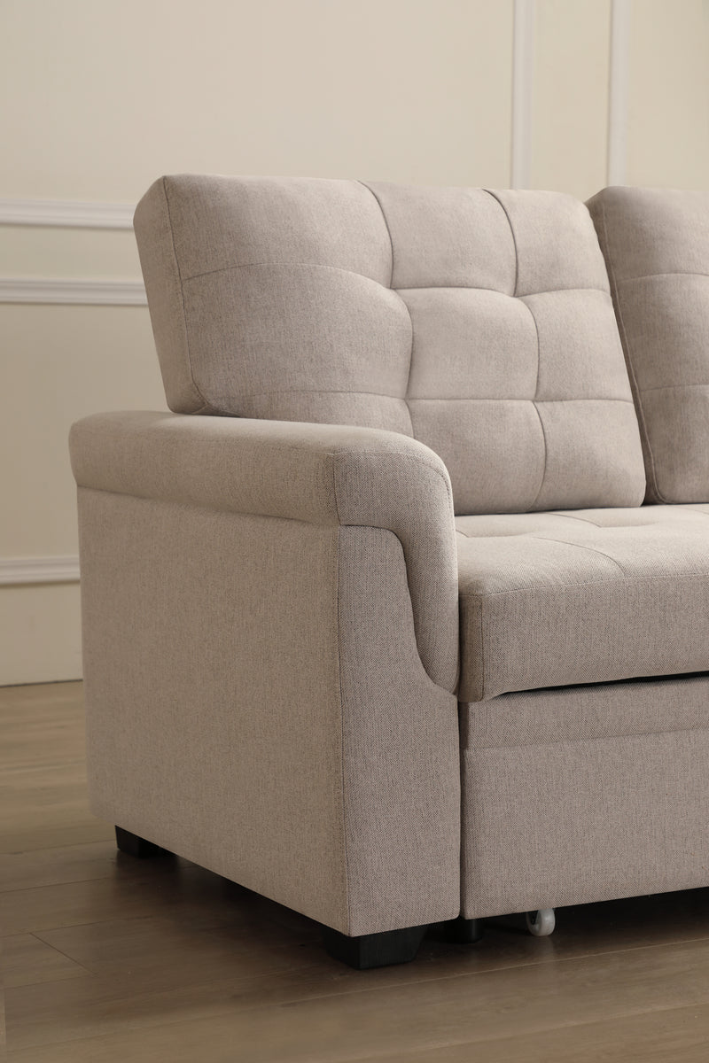 Upholstery Sleeper Sectional Sofa Beige