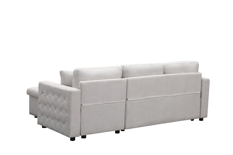 Artemax 87.7“Leathaire Reversible Sleeper Sectional Sofa with storage