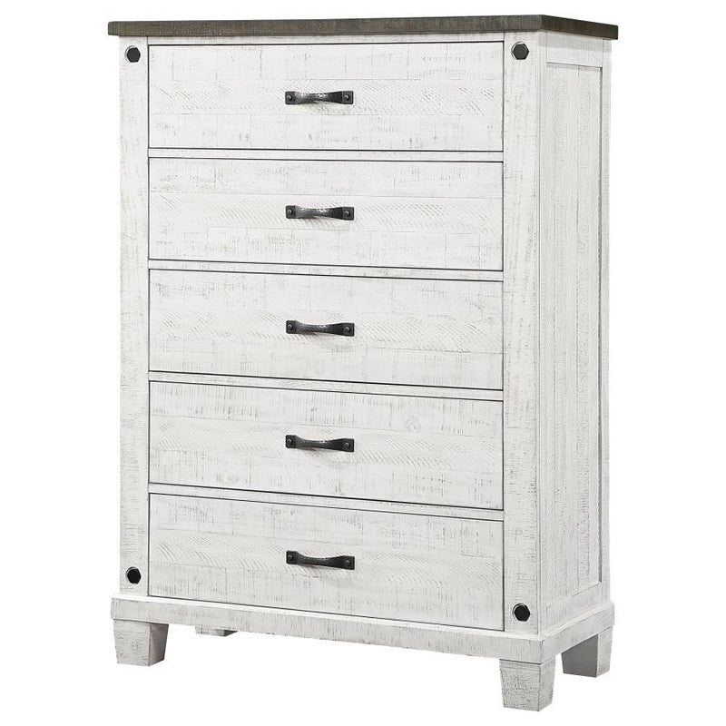 Lilith - 5-Drawer Chest Distressed - Distressed Gray And White