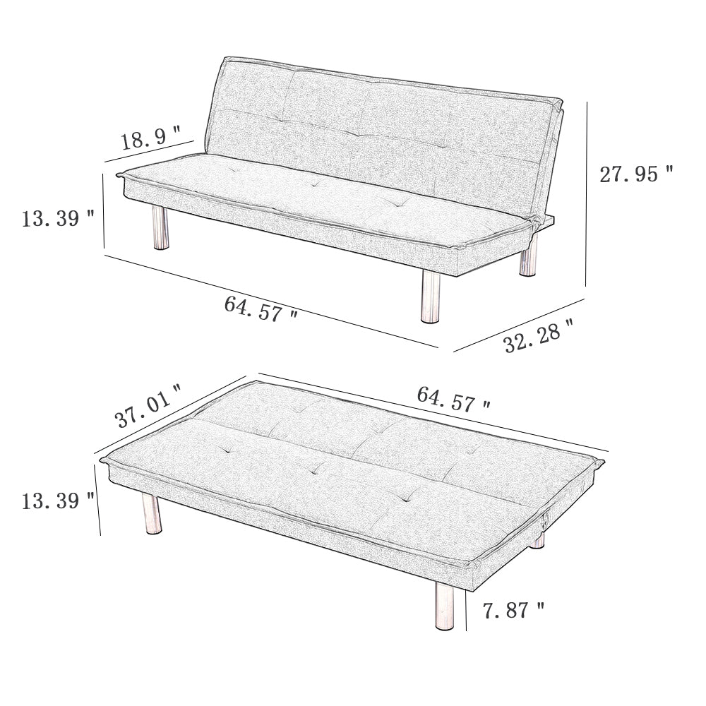 Grey Fabric Sofa Bed ， Convertible Folding Futon Sofa Bed Sleeper for Home Living Room . - Atlantic Fine Furniture Inc