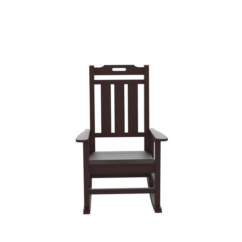 Presidential Rocking Chair HDPE Rocking Chair Fade-Resistant Porch Rocker Chair, All Weather Waterproof for Balcony/Beach/Pool Brown - Atlantic Fine Furniture Inc