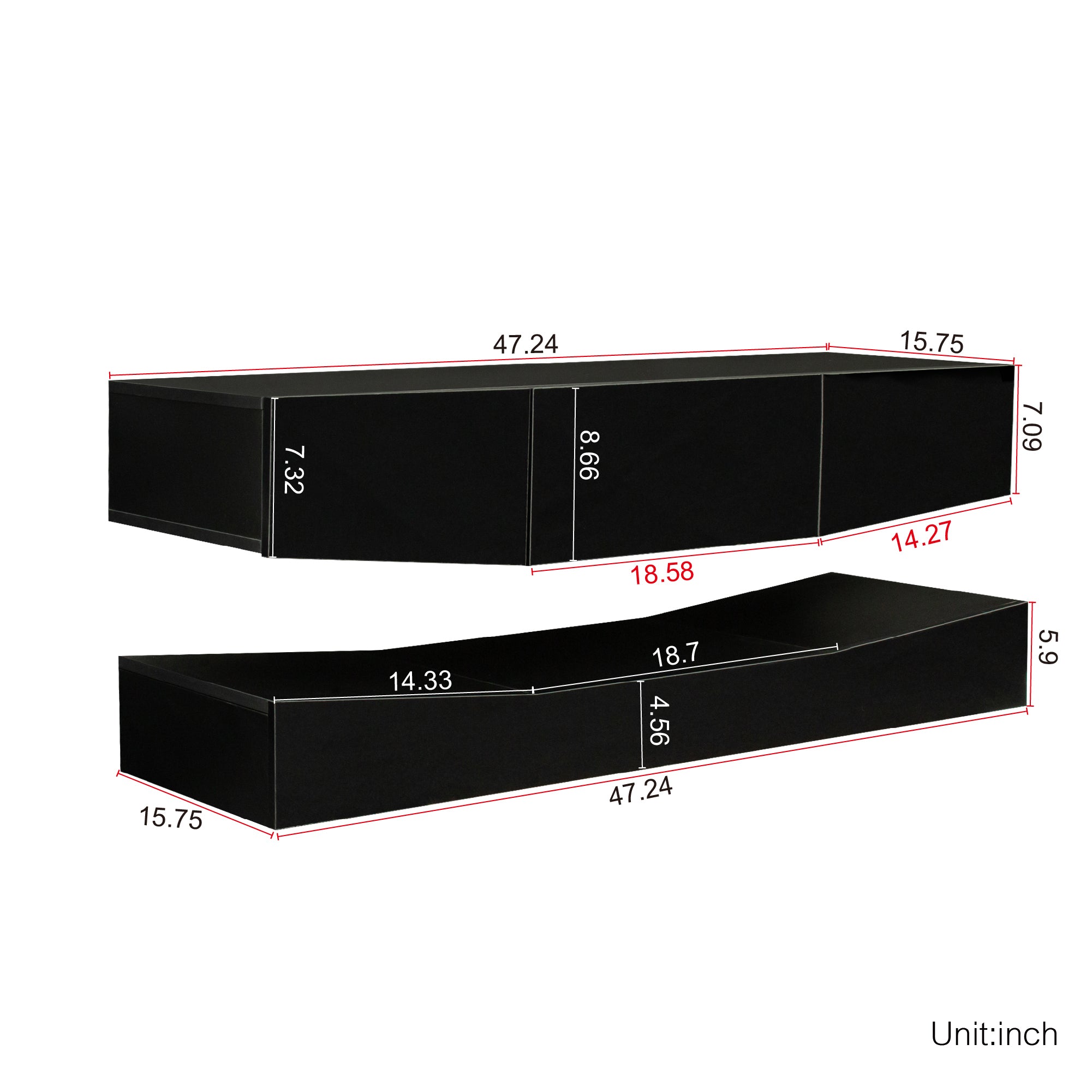 LED TV Stand for 55 inch TV, Modern Entertainment Center with LED Lights, TV & Media Furniture Console for Under TV Living Game Room Bedroom,Black - Atlantic Fine Furniture Inc