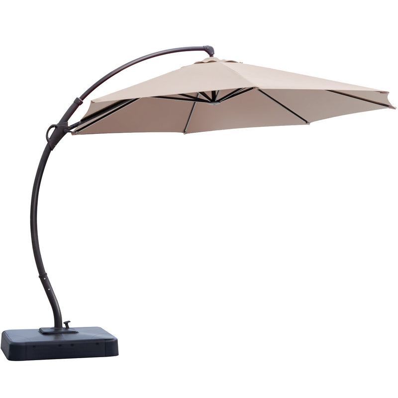 LAUSAINT HOME Outdoor Patio Umbrellas, 11FT  Outdoor Umbrella with Base Included, Upgraded Curvy Aluminum Offset Cantilever Umbrella with 360°Rotation Deisgn for Garden Pool Backyard Market Deck