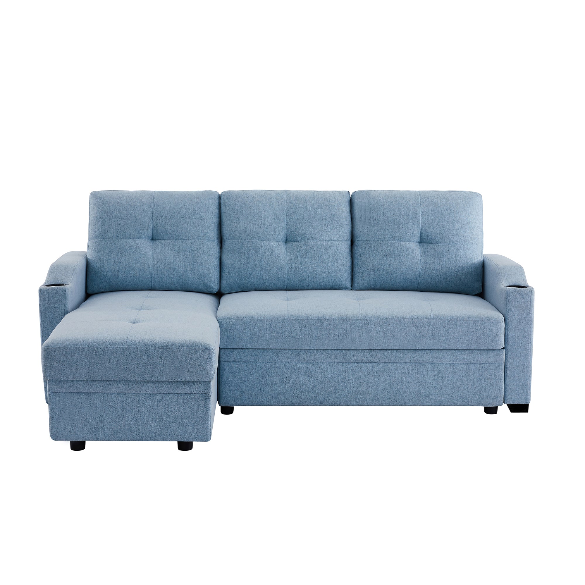 Orisfur. 81" Sleeper Sofa Bed Reversible Sectional Couch with Storage Chaise and Two Cup Holders for Living Room Furniture Set - Atlantic Fine Furniture Inc