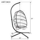 In door  outdoor patio Wicker Hanging Chair Swing Chair Patio Egg Chair UV Resistant Dark grey cushion Aluminum frame - Atlantic Fine Furniture Inc