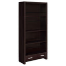 Skylar - 5-Shelf Bookcase With Drawer - Cappuccino - Atlantic Fine Furniture Inc