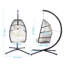 Outdoor Patio Wicker Folding Hanging Chair,Rattan Swing Hammock Egg Chair With C Type Bracket , With Cushion And Pillow - Atlantic Fine Furniture Inc