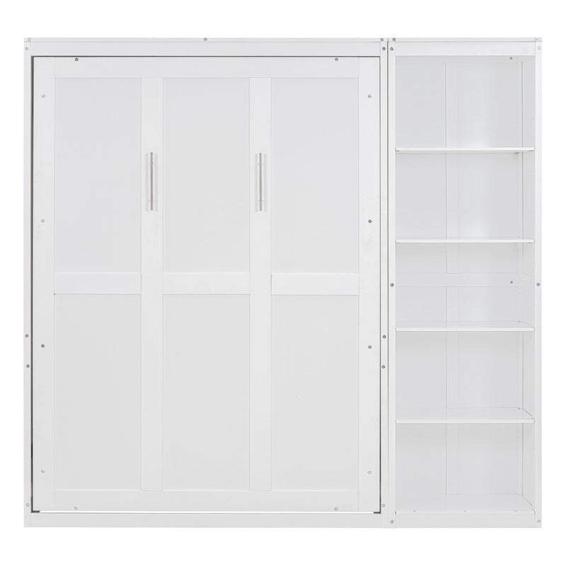 Full Size Murphy Bed Wall Bed With Shelves - White
