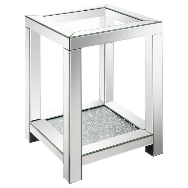 Valentina - Square End Table With Glass Top Mirror