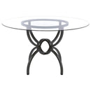 Aviano - Round Glass Top Metal Dining Table - Gunmetal - Atlantic Fine Furniture Inc