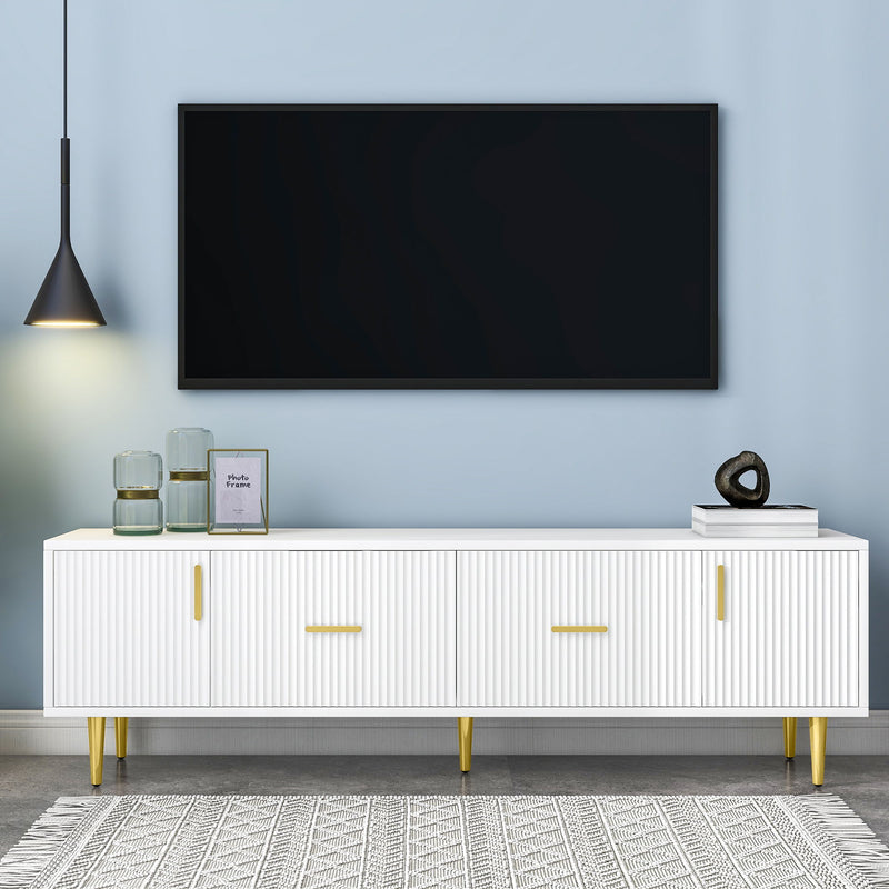 U-Can - Modern TV Stand With 5 Champagne Legs - Durable, Stylish And Spacious, Tvs Up To 75''