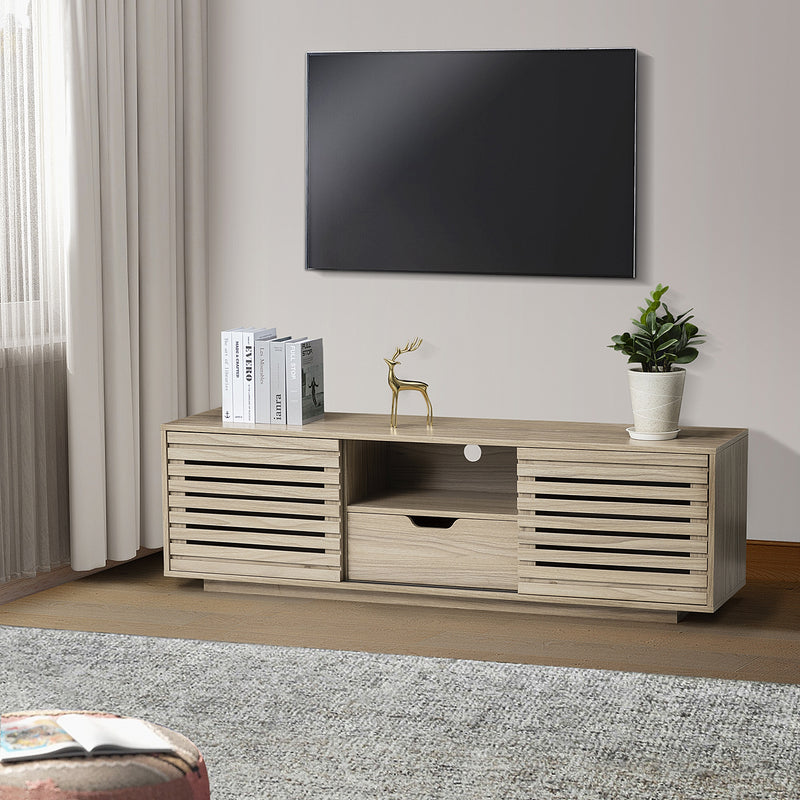 Hesperia TV Stand  with Storage and Two Slatted Sliding Doors for TVs up to 65"