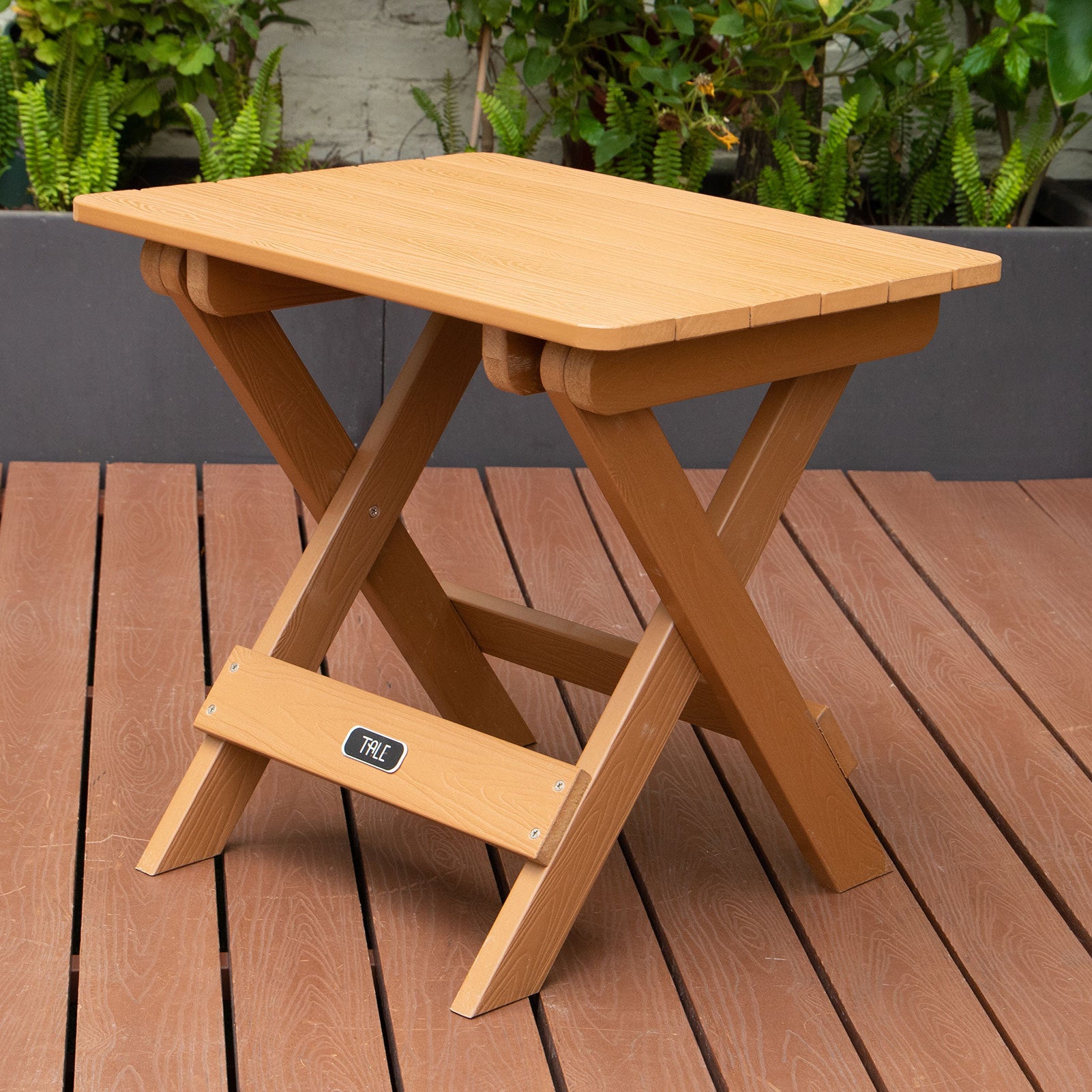 TALE Adirondack Portable Folding Side Table Square All-Weather and Fade-Resistant Plastic Wood Table Perfect for Outdoor Garden, Beach, Camping, Picnics Brown - Atlantic Fine Furniture Inc