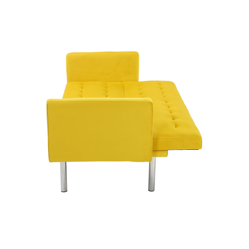 Square arm sleeper sofa Yellow Velvet ***Not available for sale on Walmart***