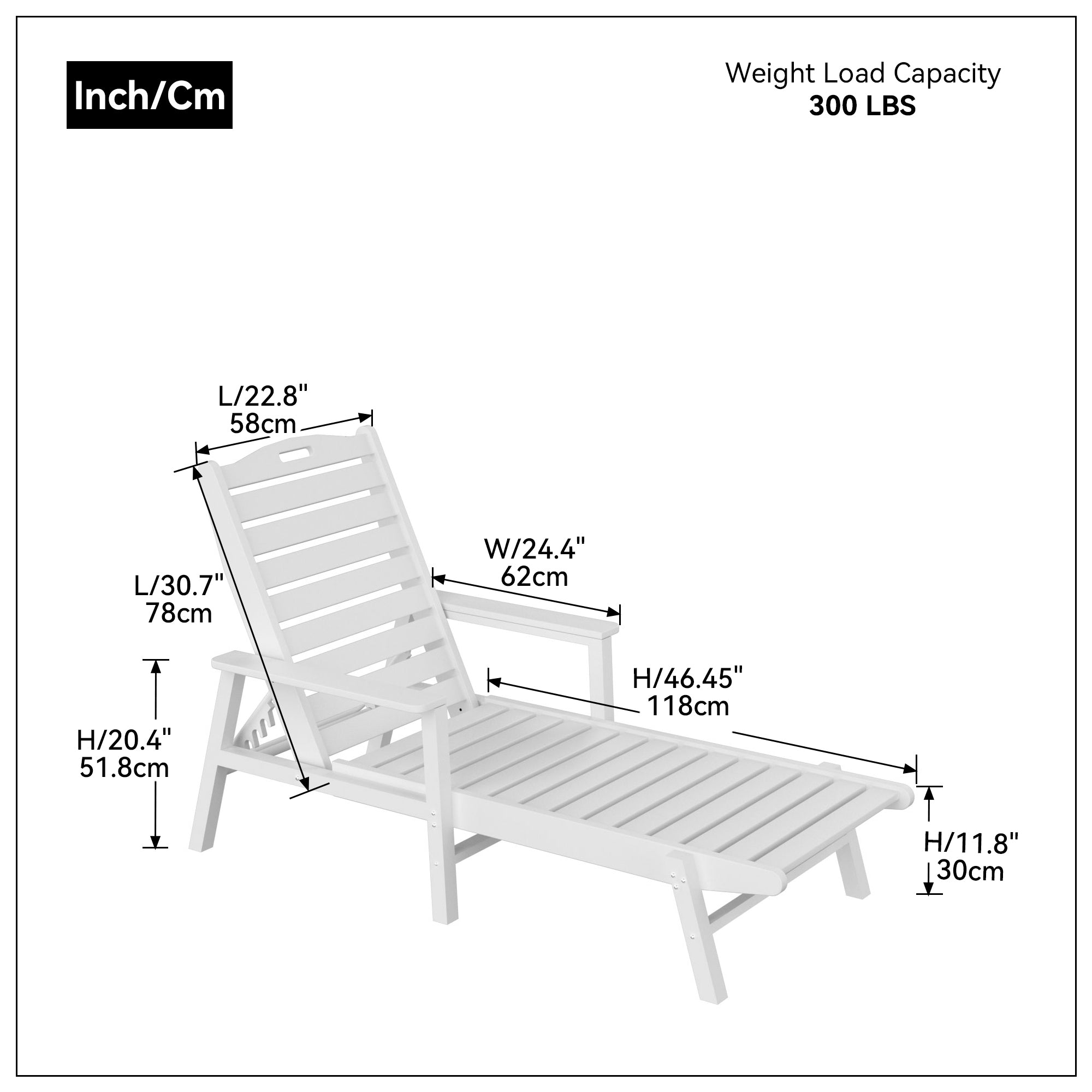 Poor Chaise Lounge Chair HDPE Adirondack Chair for Indoor and Outdoor All Weather Waterproof , White - Atlantic Fine Furniture Inc