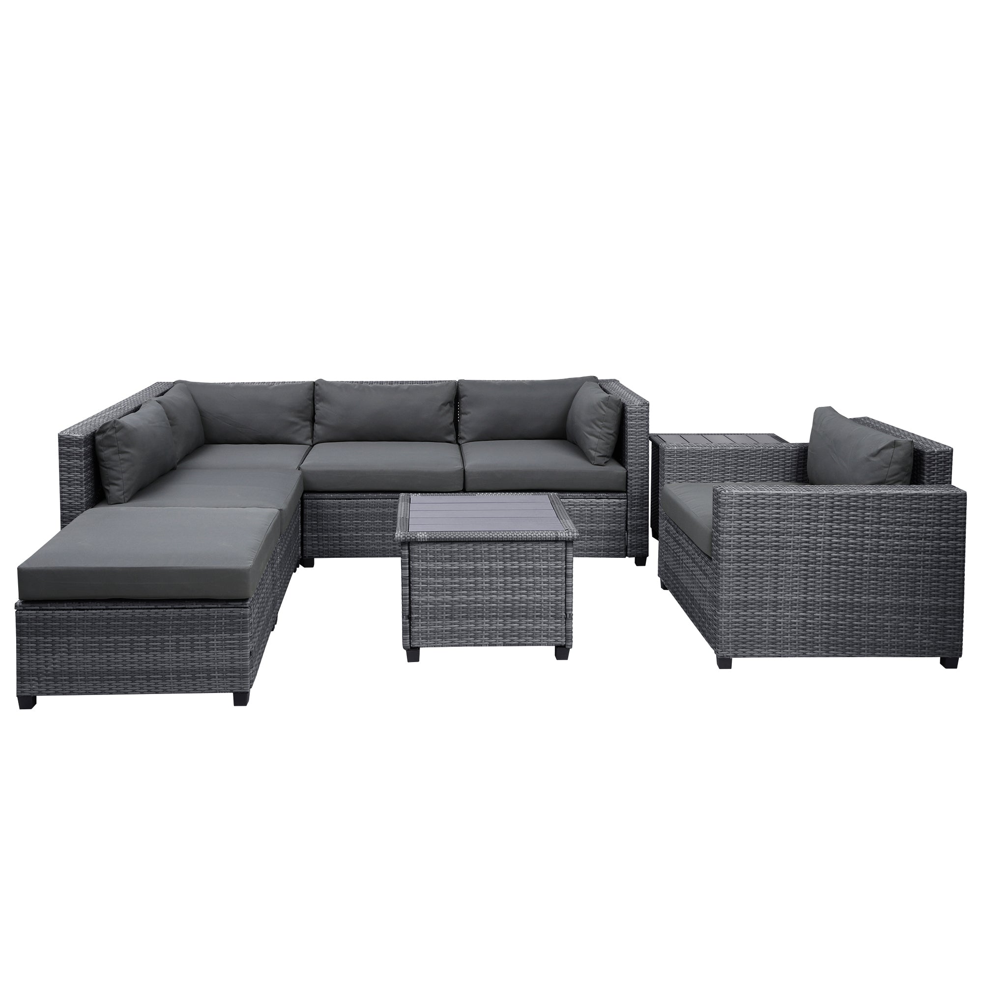 U_Style 8 Piece Rattan Sectional Seating Group with Cushions, Patio Furniture Sets, Outdoor Wicker Sectional - Atlantic Fine Furniture Inc