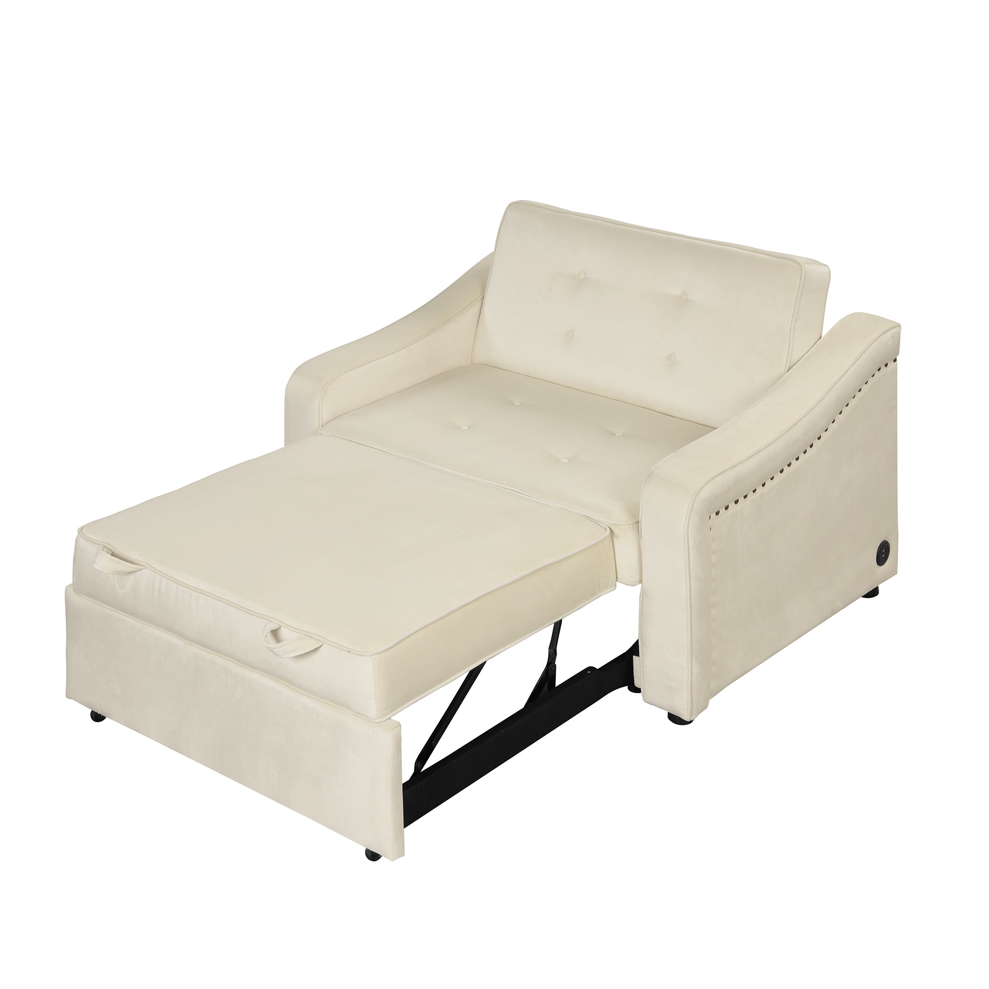 Orisfur. 50.6" Convertible Sleeper Bed, Adjustable Sofa Couch with Dual USB Ports for Living Room Space（Cream White） - Atlantic Fine Furniture Inc